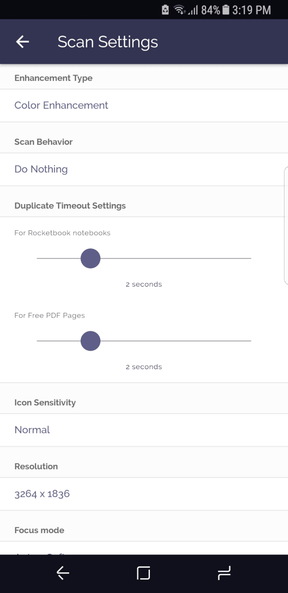 rocketbook app settings