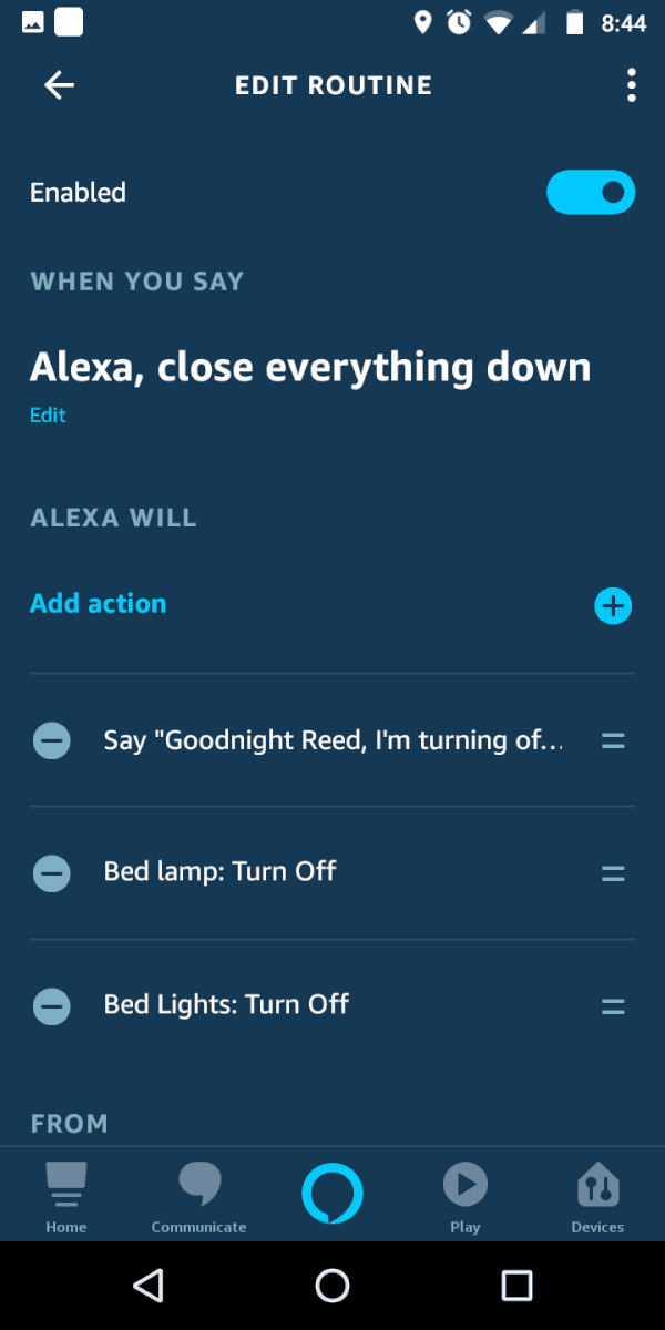 alexa evening routine