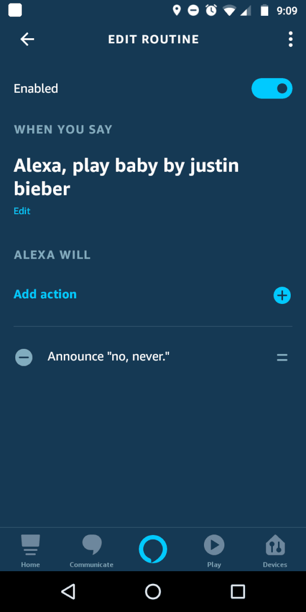 alexa routines music