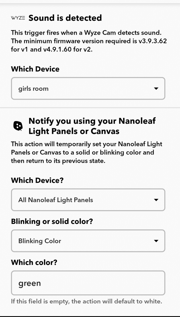 nanoleaf wyze notification