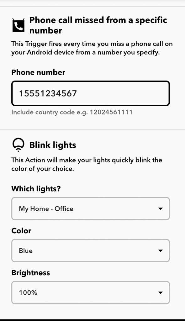 missed call smart light notification